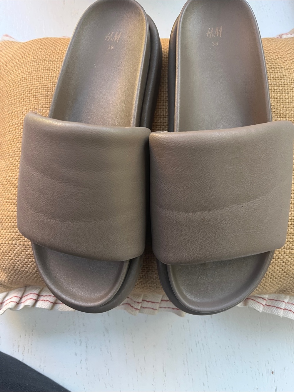 H&M Taupe Padded Slide Sandals